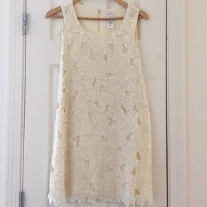 Ivory floral lace shift dress